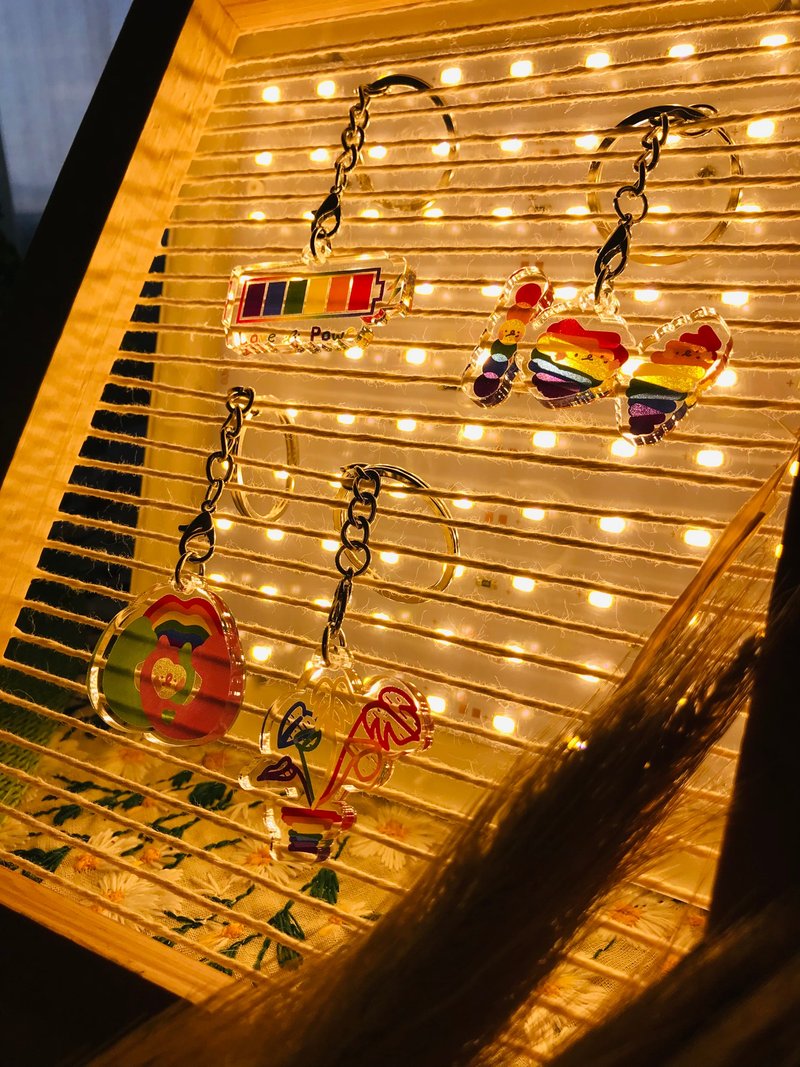 IloveTaiwan-充電力龜背芋彩虹島lgbt-插畫壓克力鑰匙圈吊飾 - 鑰匙圈/鑰匙包 - 壓克力 
