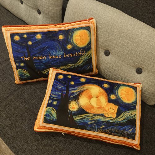 hkgiftforu 【年宵市集】小熊貓博物館聯乘 星夜 De sterrennacht名畫抱枕