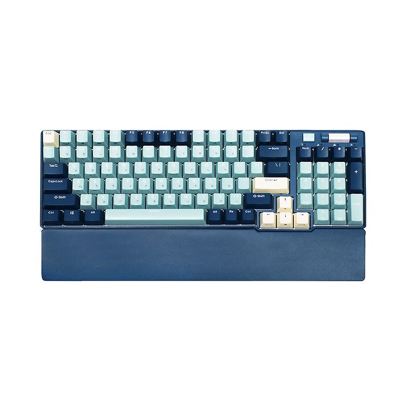 【RK】90% 96-key Bluetooth three-mode wireless mechanical Chinese keyboard K yellow axis RGB forest blue - Computer Accessories - Plastic Blue