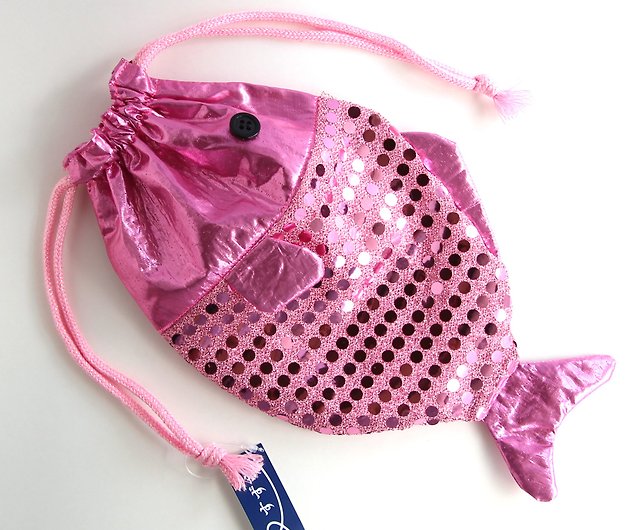 fish pouch-shining pink- - Shop HAKOYA Toiletry Bags & Pouches