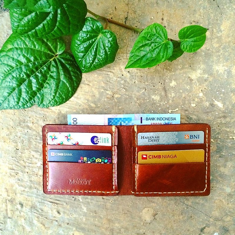 Man Bifold wallet (color brown) - 長短皮夾/錢包 - 真皮 