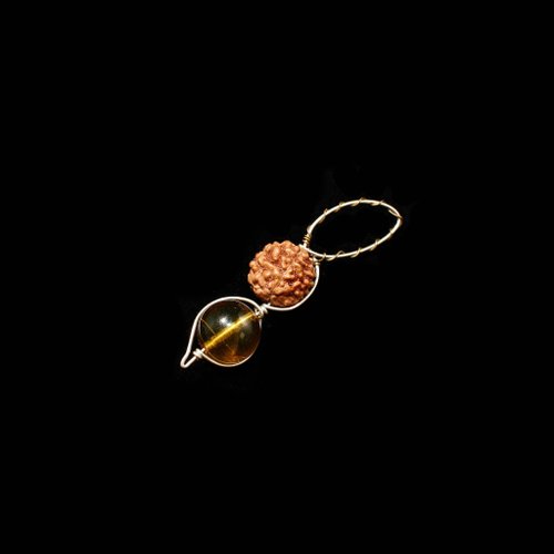 鉍元素 SBI 【琥珀系列】純銀纏繞 5辦菩提子+緬甸金珀 太空人琥珀版 M號
