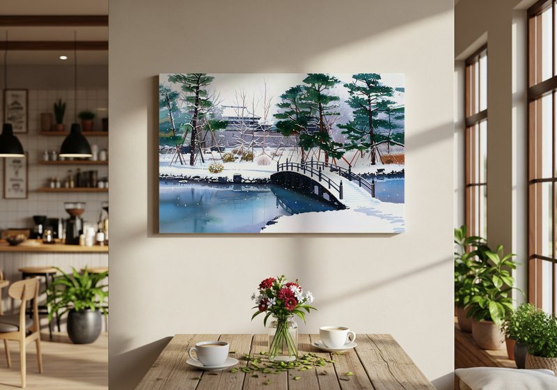 日本製帆布掛畫・金澤城・日本風景・送禮、擺設 - 壁貼/牆壁裝飾 - 棉．麻 