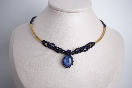 Macramé Crafts 藍晶石 蠟線編織頸繩 頸圈