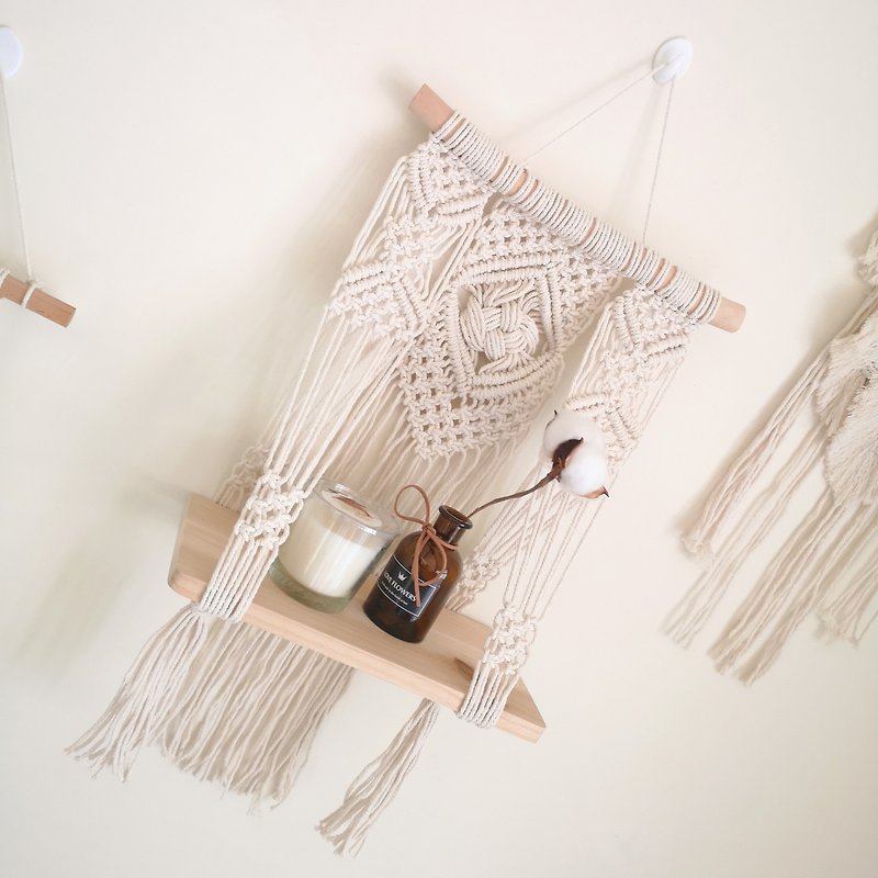 Wall storage braid【Macrame hanging wall shelf】022 - Items for Display - Cotton & Hemp 
