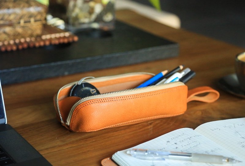 【Off-season sale】Expandable Pencil Case, Tools Bag, Handmade cosmetic bag - Pencil Cases - Genuine Leather 