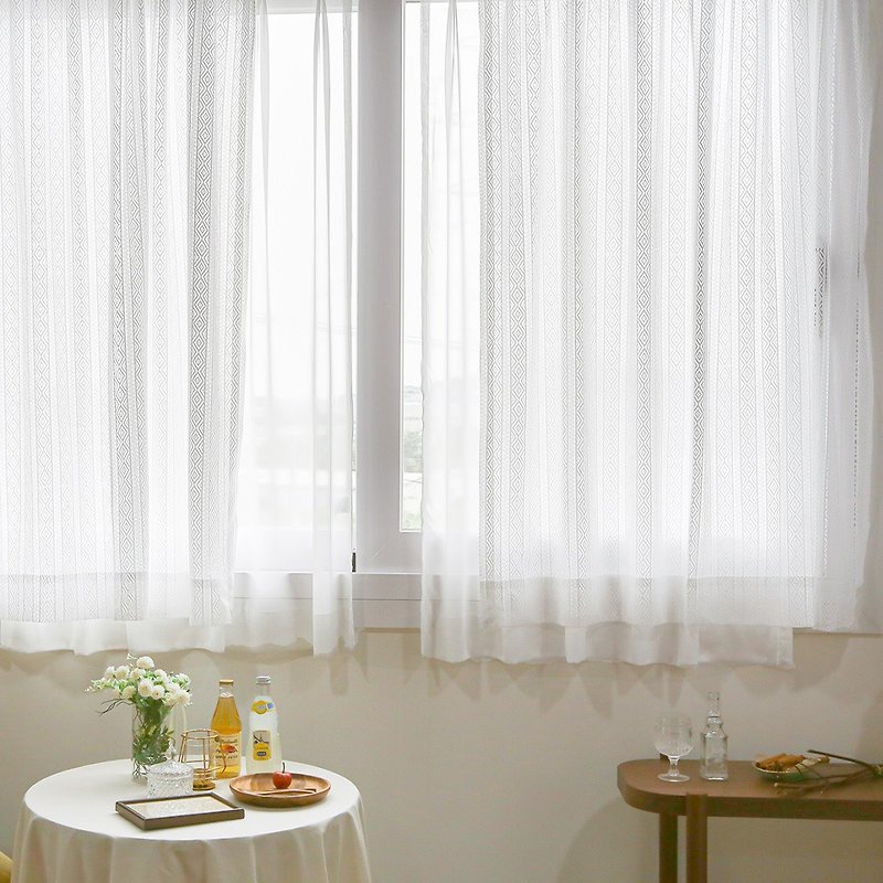 Diamond weave light curtain (2 pieces) - Doorway Curtains & Door Signs - Polyester White