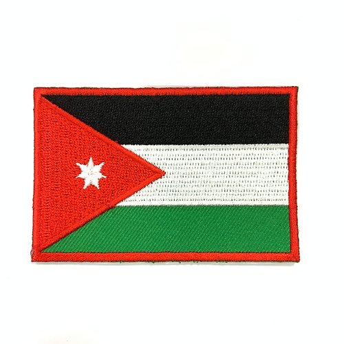 A-ONE 約旦國旗 熱燙補丁貼 熨燙袖標 背膠補丁布標 地標背膠刺繡士氣章