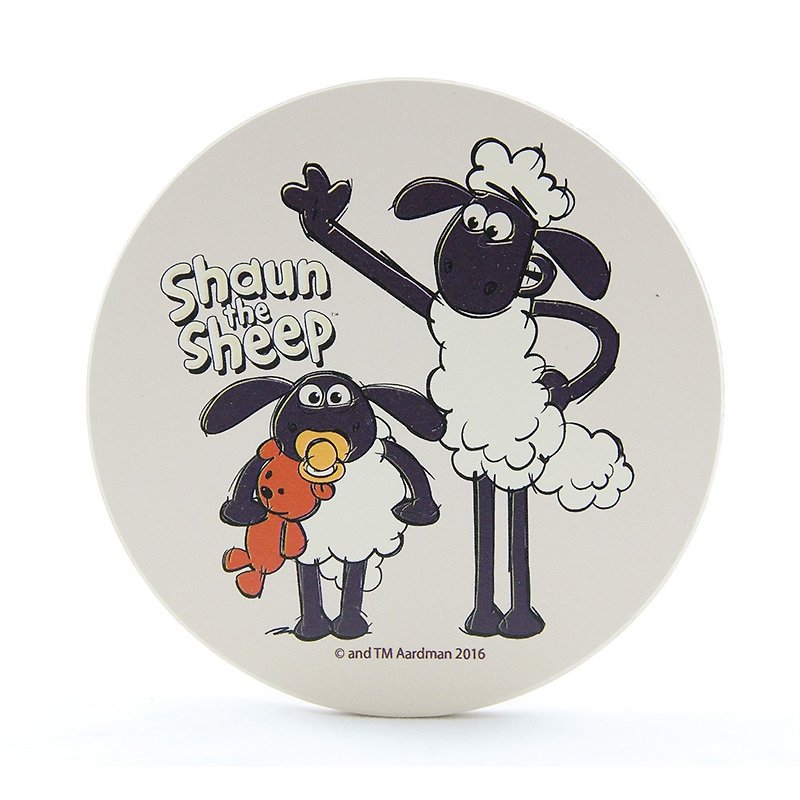笑笑羊正版授權(Shaun The Sheep)-吸水杯墊：【Lovely Timmy】 (圓/方),EB1AI06 - 杯墊 - 陶 白色