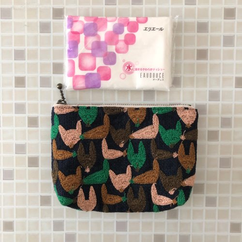ハンドメイド ポーチ ミニ ポーチ ミナペルホネン きつね FOX