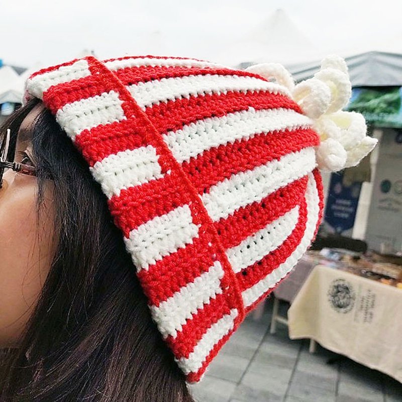 章魚小丑 手作編織帽 創意毛帽 交換禮物 聖誕禮物 文創設計 冬裝 - 帽子 - 棉．麻 紅色