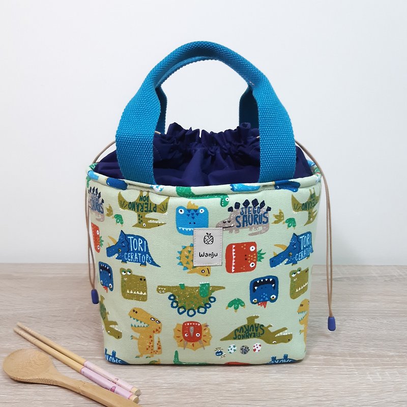 Insulation lunch bag/ Binding handle bag/ lunch bag/ carry-on bag/ childlike dinosaur - Handbags & Totes - Cotton & Hemp Green