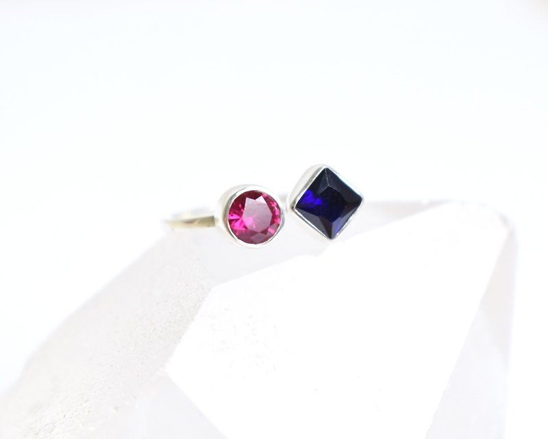 Sapphire and ruby Silver ring Silver925 - แหวนทั่วไป - เงินแท้ สีน้ำเงิน