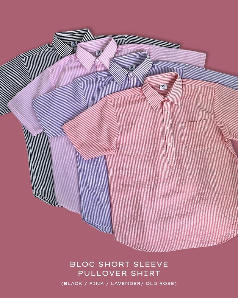Short sleeve pullover shirt - Stripe - Men's Shirts - Cotton & Hemp 