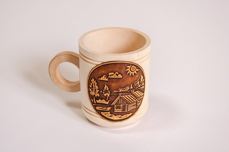 Wooden small mug / Handmade rustic mug / Retro aesthetic mug - 咖啡杯 - 木頭 咖啡色