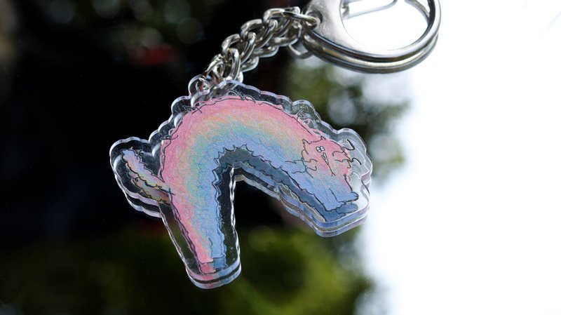 Rainbow cat Acrylic key ring - Keychains - Acrylic Multicolor