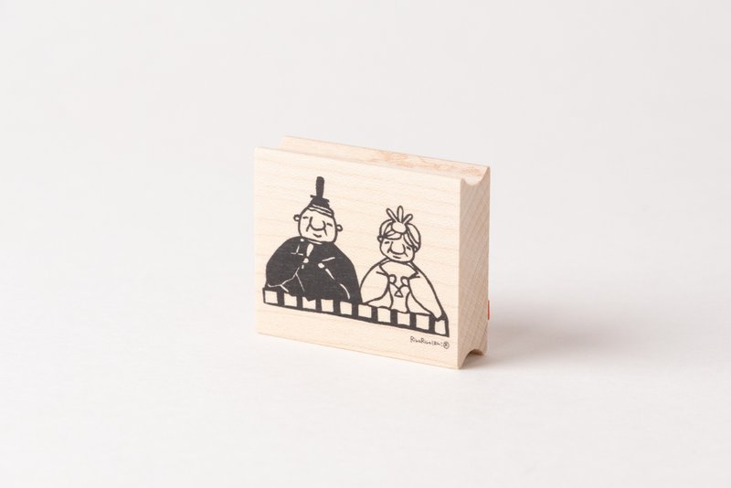 Mr. and Mrs. Iwai's Doll's Festival*40mmx48mm*Rubber stamp*R516 - Stamps & Stamp Pads - Wood 