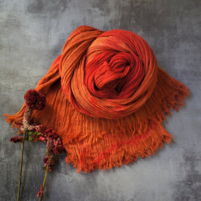 Plant dyed pure wool scarf - rose latte - Knit Scarves & Wraps - Wool Red