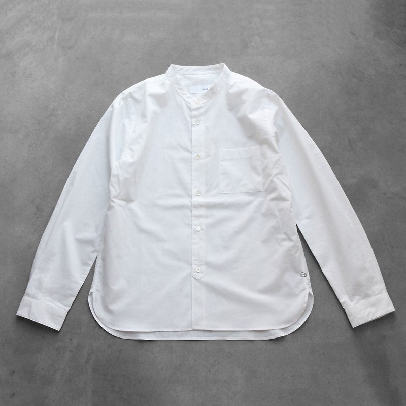 Band color cotton shirt · unisex size 2 - เสื้อเชิ้ตผู้ชาย - ผ้าฝ้าย/ผ้าลินิน ขาว