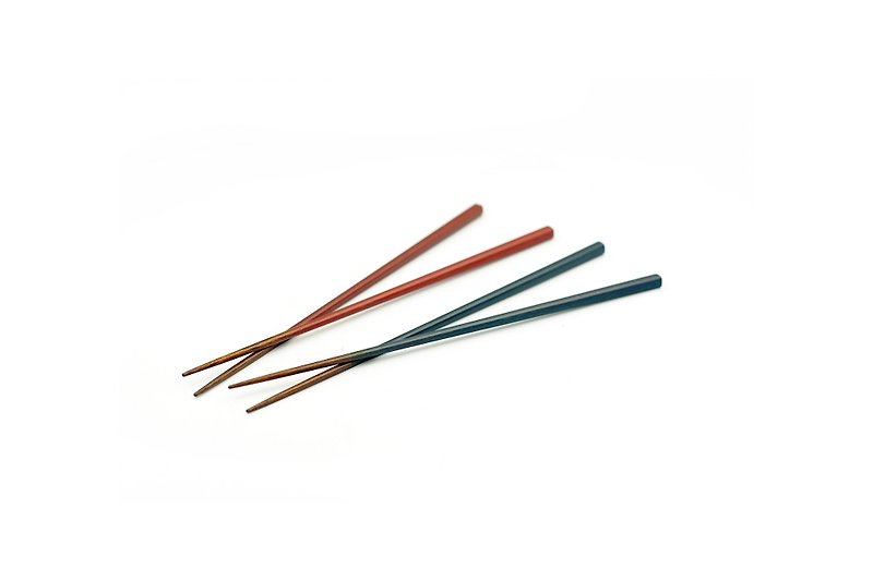 Natural lacquerware - iron knife wooden chopsticks / New Year's pair of chopsticks and new wedding box - ตะเกียบ - ไม้ สีแดง
