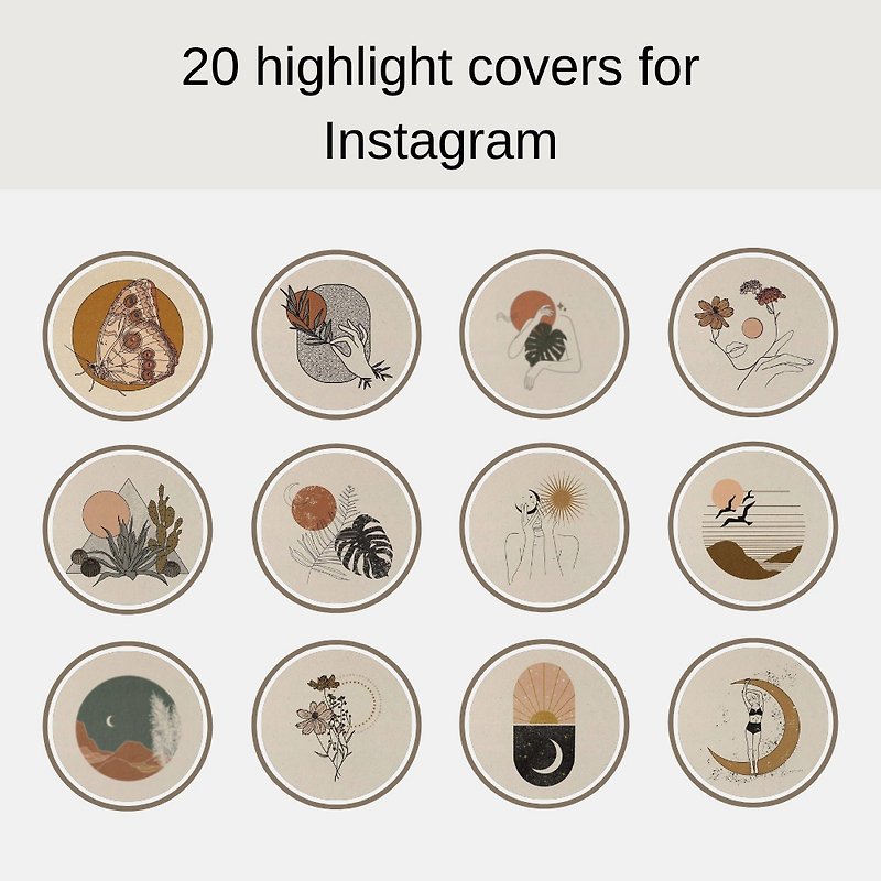 Illustrations Icons Story Highlight. Boho Instagram Story Highlight Icons. - Notebooks & Journals - Other Materials White