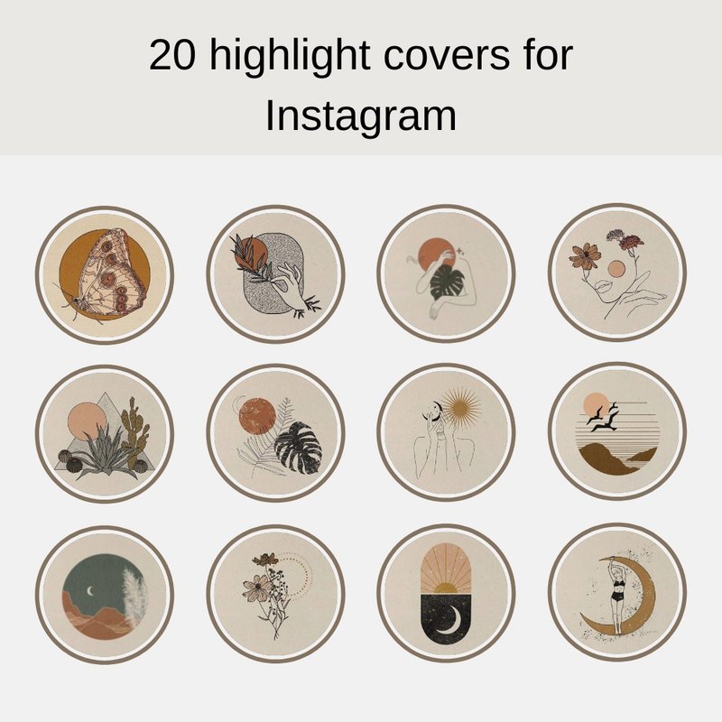 Illustrations Icons Story Highlight. Boho Instagram Story Highlight Icons. - 筆記本/手帳 - 其他材質 白色