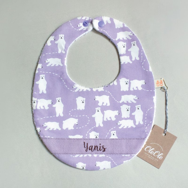 OleOle Personalized Baby Bib | Polar Bear - Bibs - Cotton & Hemp Multicolor