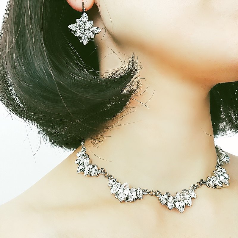 玻璃 項鍊 透明 - Swarovski Dentelle Necklaces & Earrings