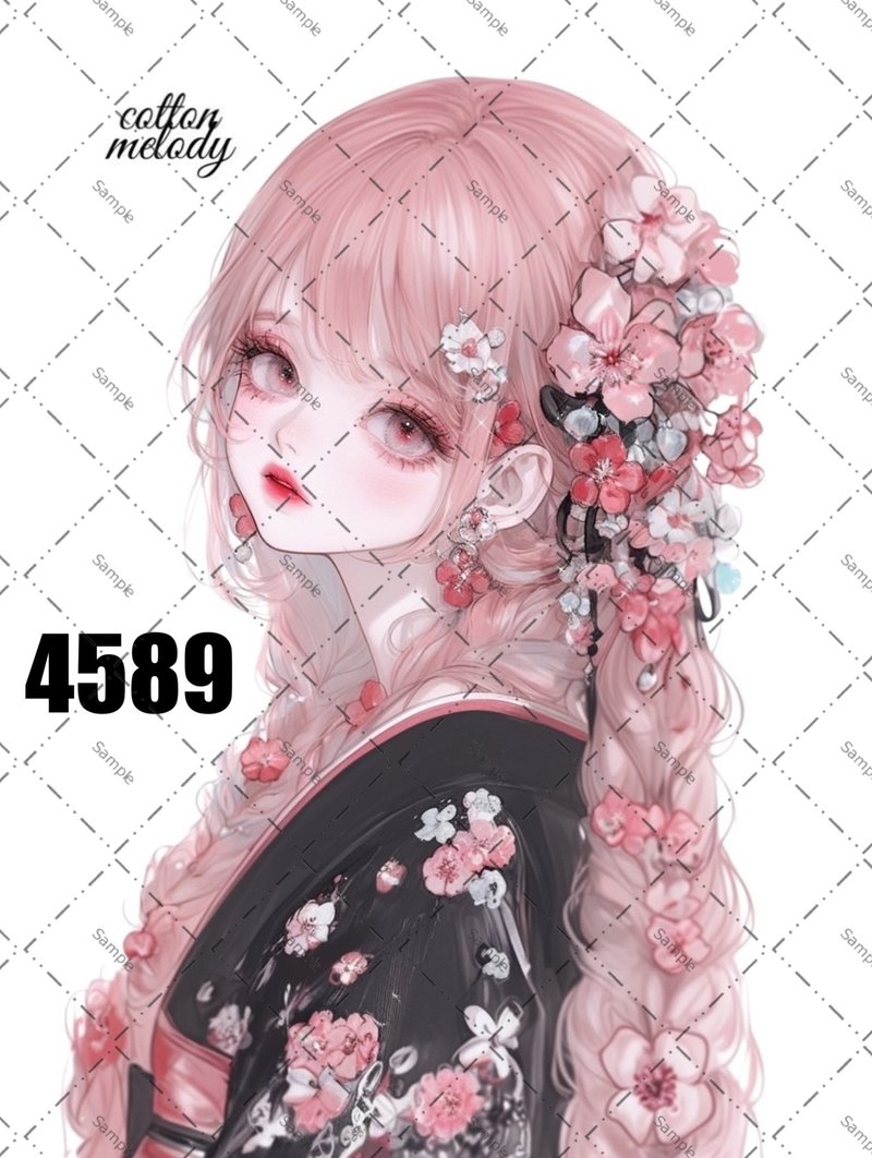 original sticker no.4589 人物ステッカー オリジナルステッカー オリジナル人物ステッカー 装飾ステッカー cotton melody - 貼紙 - 紙 