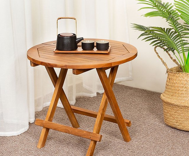 Qile Senhuo】海風チークの木折りたたみテーブル/チークの木家具