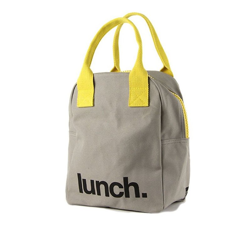 Canadian Fluf Organic Cotton Zipper Handbag--(Lunch Classic) - Handbags & Totes - Cotton & Hemp Gray