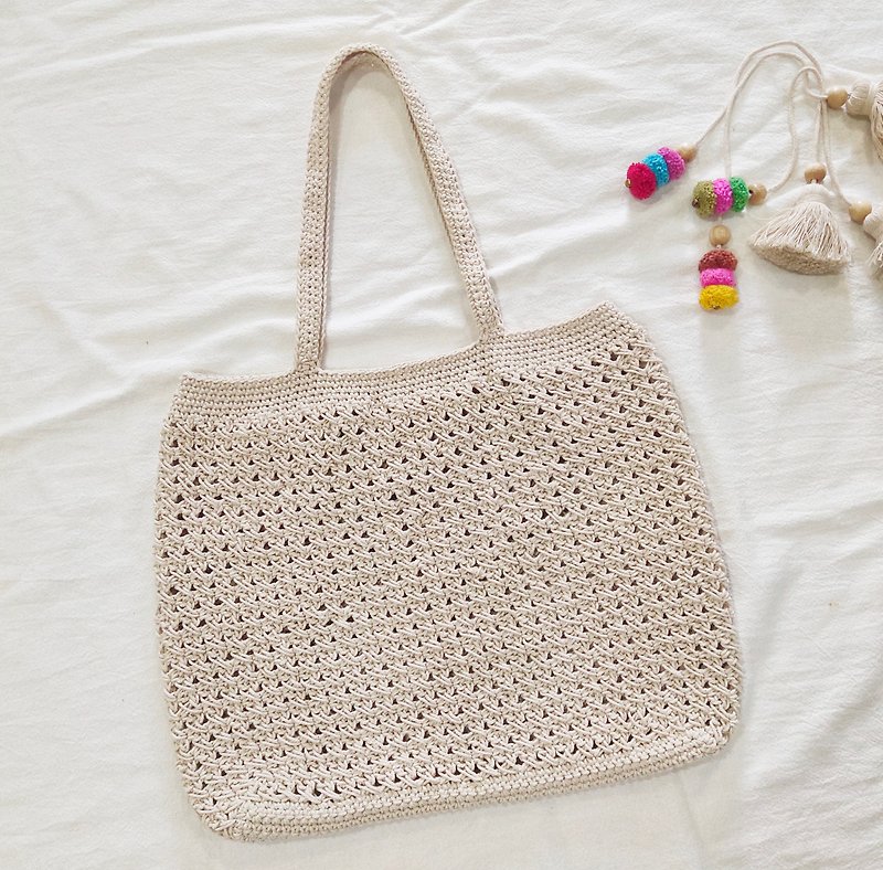 Crochet tote bag / shopping bag - Other - Cotton & Hemp Multicolor