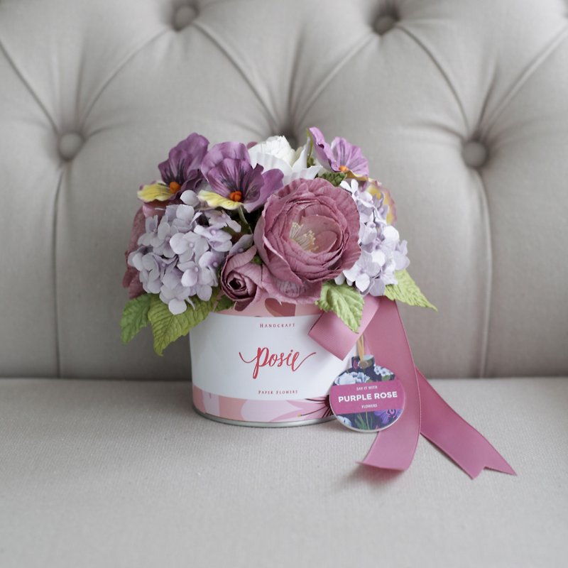 GM213 : Aromatic Gift Handmade Paper Flower Gift Box Lavender  Heaven Size 7"x7" - 香氛/精油/擴香 - 紙 紫色