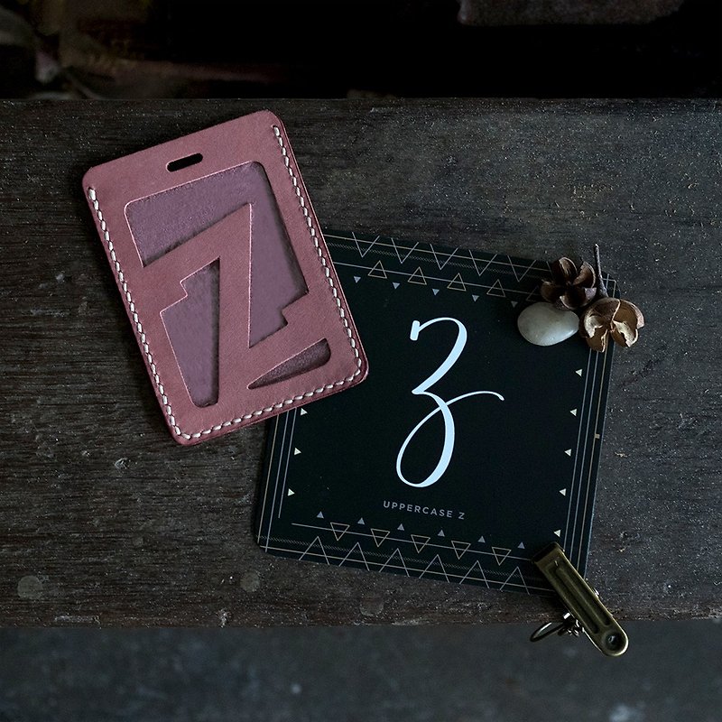 Alphabet Card Holder。Lanyard Version U-Z - Leather Goods - Genuine Leather Pink