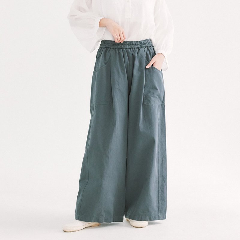 【Simply Yours】High density washed cotton wide pants gray F - Women's Pants - Cotton & Hemp Gray