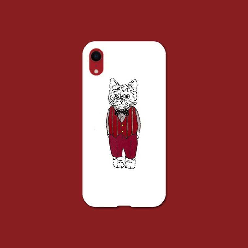 Cat wearing waistcoat phone case - Phone Cases - Plastic White