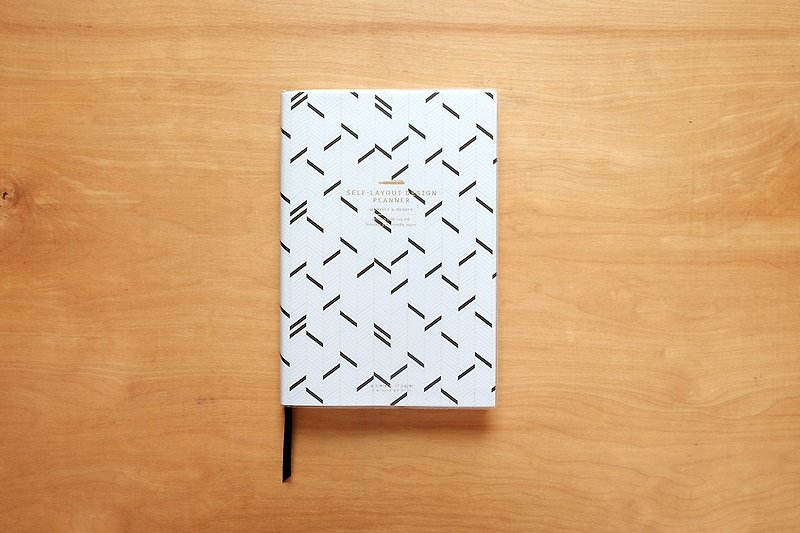 セルフレイアウトデザインプランナー、A5サイズ：ヘリンボーンデザイン - ノート・手帳 - 紙 ホワイト