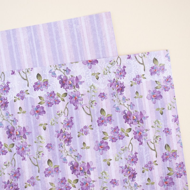 Scrapbooking Paper - Vintage Flowers No.3 / 10 Sheets A4 size - Gift Wrapping & Boxes - Paper Purple