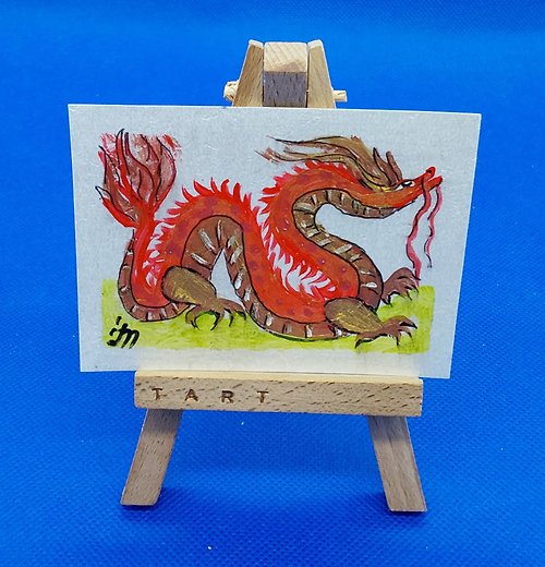 CosinessArt ACEO Golden Dragon #3 Original Collectible Postcard ACEO Zodiac ACEO well-being