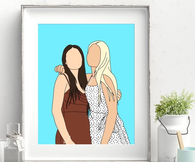 Friends Custom Art Best Friends Gifts Best Friend Gift 