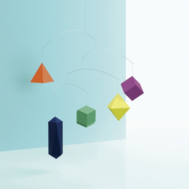 Small Good Things Floating Geometry-Balance Pendant (Colorful Colors) - งานไม้/ไม้ไผ่/ตัดกระดาษ - กระดาษ หลากหลายสี