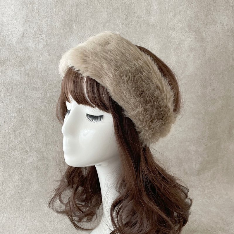 Adult eco fur hair band fox beige - เครื่องประดับผม - วัสดุอื่นๆ สีกากี