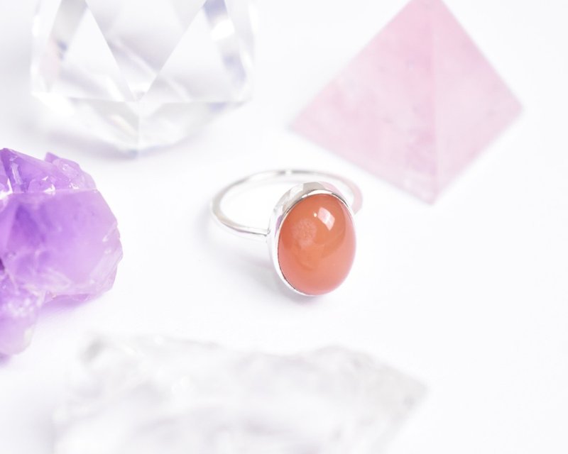 Peach moonstone silver 925 ring gemstone ring - General Rings - Gemstone Orange