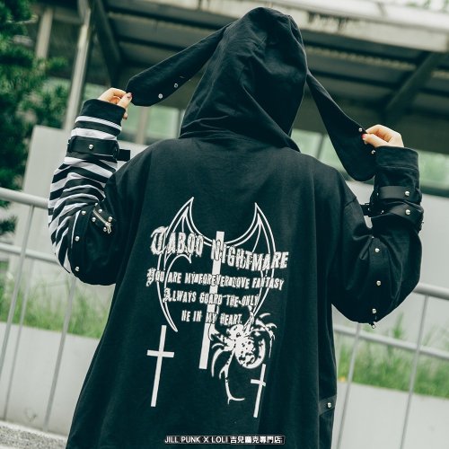 pompom shop パンクドクロジャケット オリジナルかわいいパンク禁断のフルーツリベットウェブうさ耳