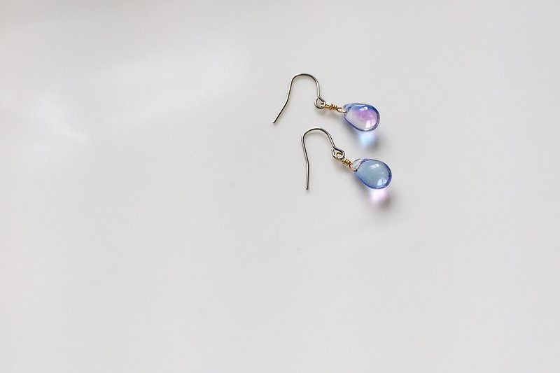 透明寫生-RAINBOW 玻璃造型耳環 - 耳環/耳夾 - 其他金屬 紫色