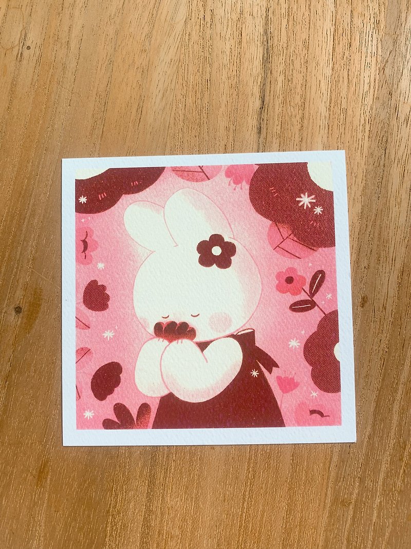 Pray with Flowers - Square Postcard - การ์ด/โปสการ์ด - กระดาษ สึชมพู