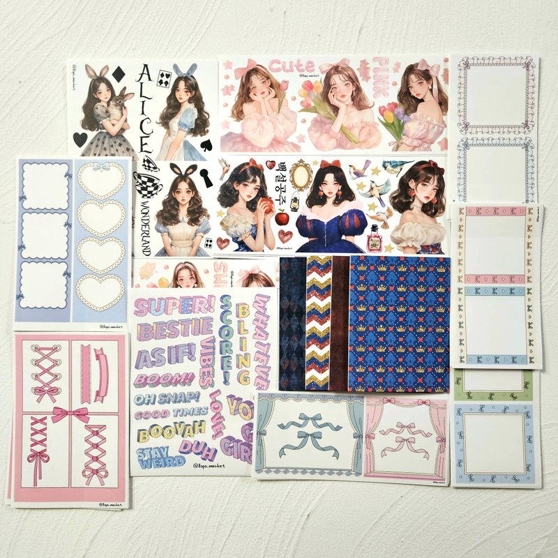 5% Set Discount – May Vintage Aesthetic Deco 7-Item Sticker Set - 貼紙 - 紙 