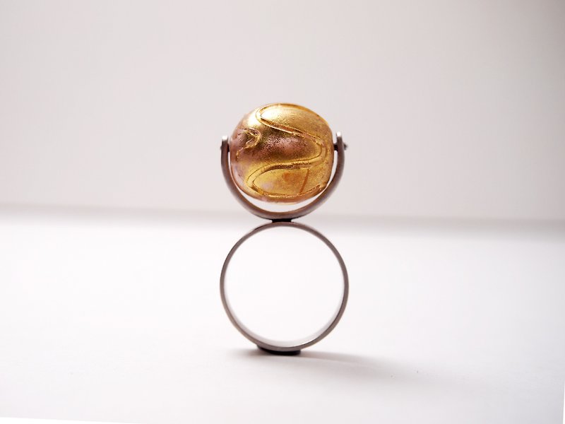 #GR005 Murano Glass Beads Ring - General Rings - Silver Gold