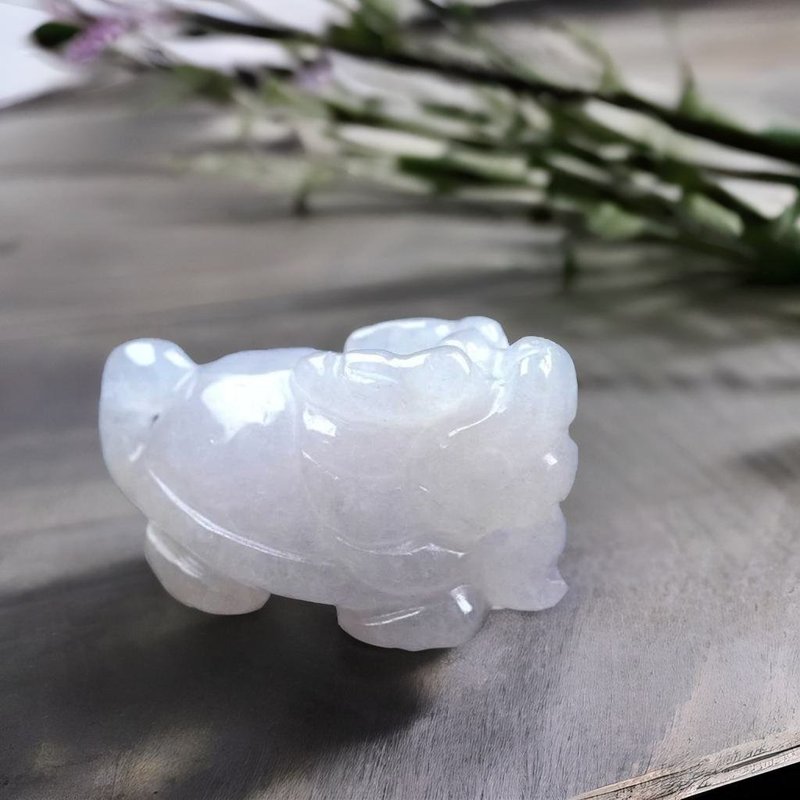 冰種粉紫翡翠龍龜 | 天然緬甸玉翡翠A貨 | 送禮 - 擺飾/家飾品 - 玉石 粉紅色