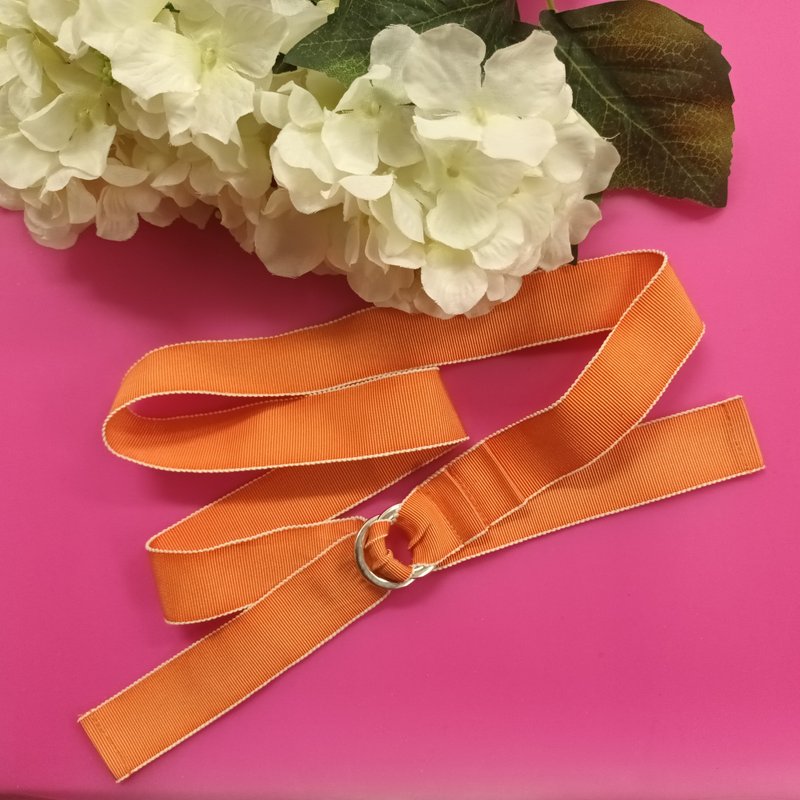 Stylish light weight fashion belt made of Japan gross grain tape - Belts - Polyester Orange